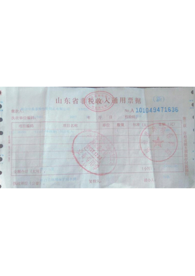 验收报告附件—环保处罚收据